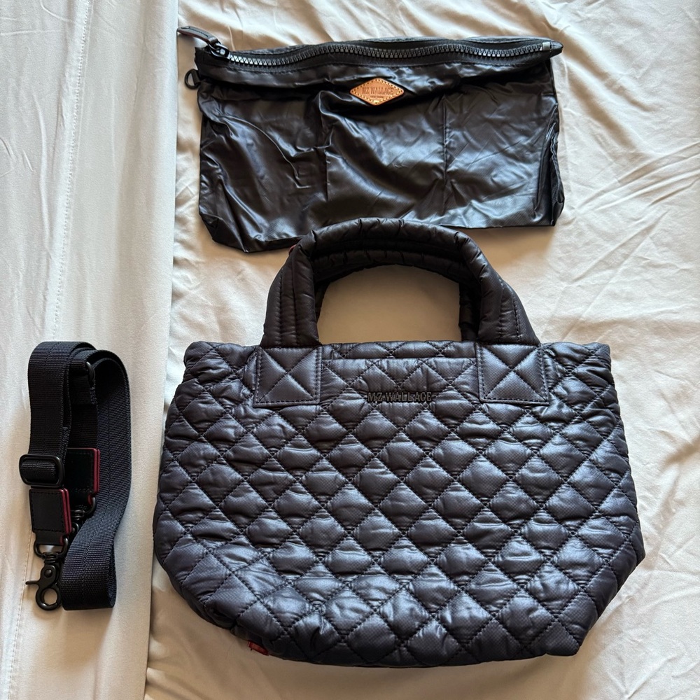 MZ Wallace Mini Metro Quilted Black Tote Bag-gently used
